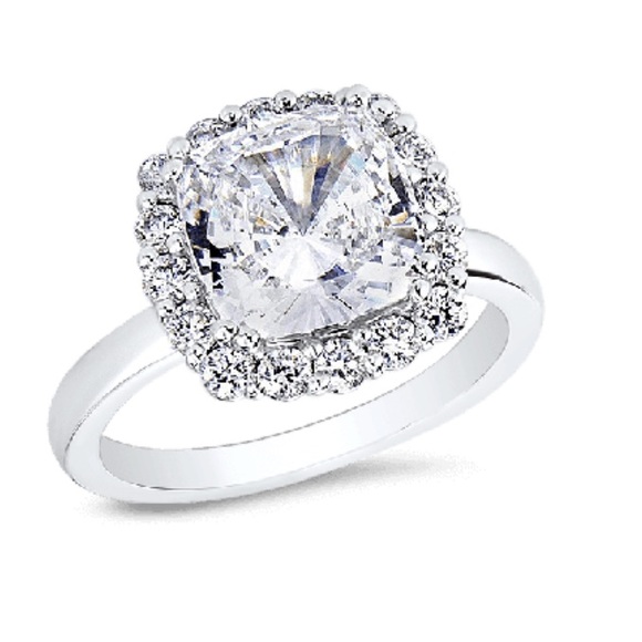 Luxury Authentic Birkat Elyon Cubic Zirconia Cushion Cut 3.5 ct 14K ring